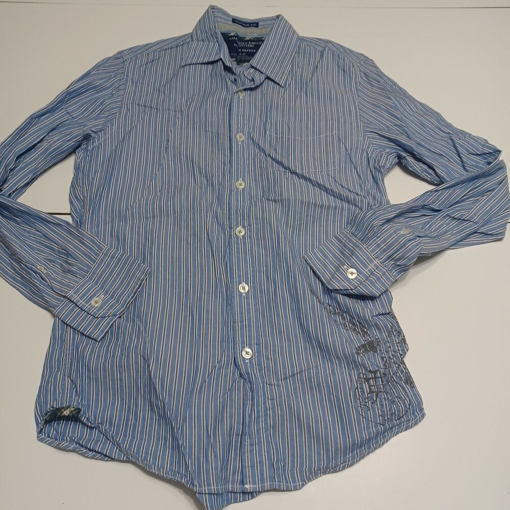 American Eagle Outfitters Mens Oxford Dress Shirt Long Sleeve Crew Cotton Small